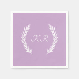 Lavendel Soft Lila Floral Monogram Wedding Serviette