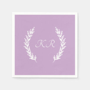 Lavendel Soft Lila Floral Monogram Wedding Serviette
