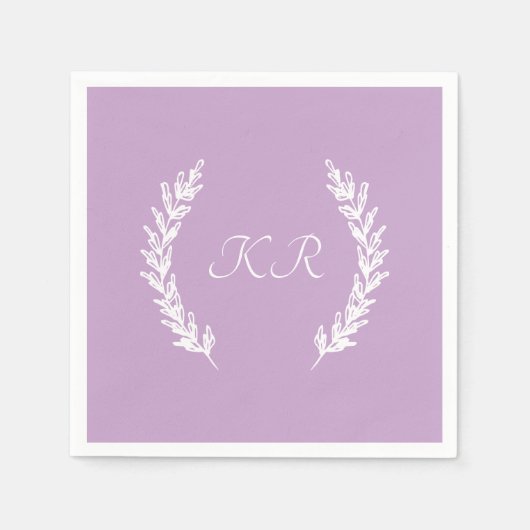 Lavendel Soft Lila Floral Monogram Wedding Serviette (Vorderseite)
