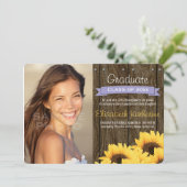 Lavendel-Sonnenblume-Abschluss-Mitteilung Einladung (Stehend Vorderseite)