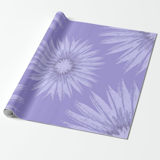 Lavendel Sonnenblumen auf Lila Geschenkpapier (Ungerollt)