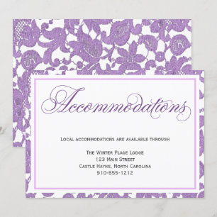Lavendel-Spitze Hochzeitsunterbringungskarte Einladung