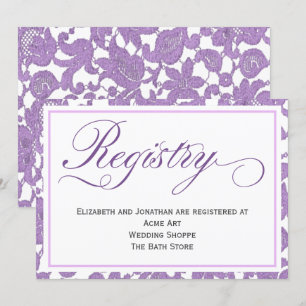 Lavendel-Spitzen-Hochzeitsregister-Einlagekarte Einladung