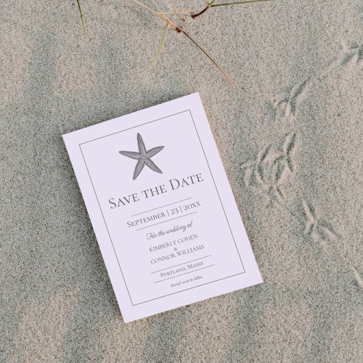 Lavendel-Starfish-Monogramm-Foto Save The Date