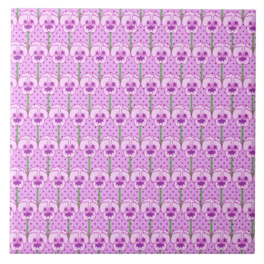 Lavendel-Stiefmütterchen - Retro-Tapete Fliese (Vorderseite)