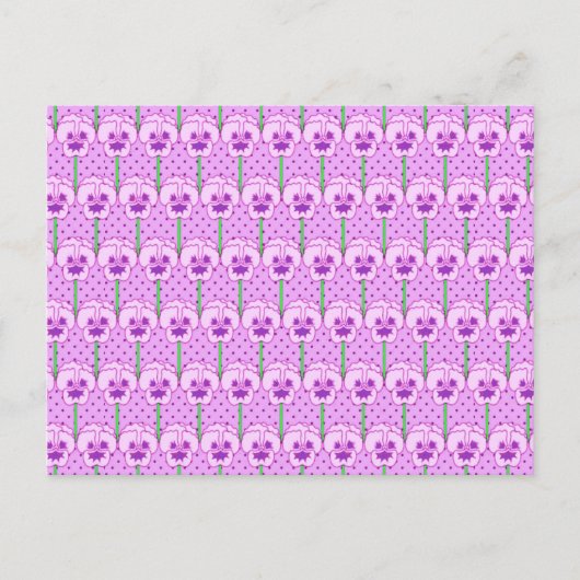 Lavendel-Stiefmütterchen - Retro-Tapete Postkarte (Vorderseite)