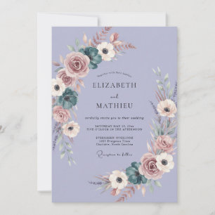 Lavendel-Stimmungs-Rosen-Whimsical-Hochzeit Einladung