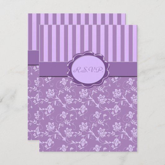 Lavendel-Streifen R.S.V.P.-Karte RSVP Karte (Vorne/Hinten)