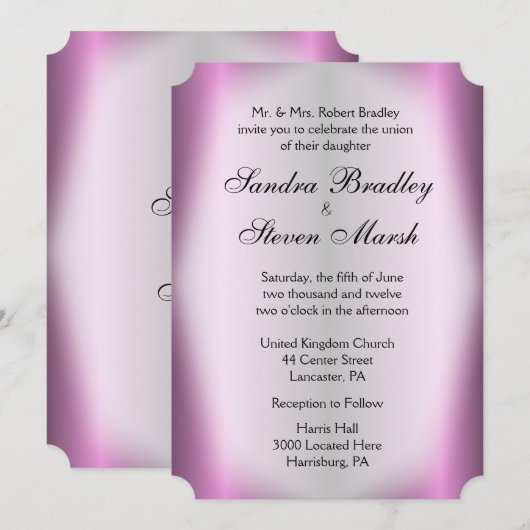 Lavendel Stripe Wedding Einladung 5"x 7" (Vorne/Hinten)