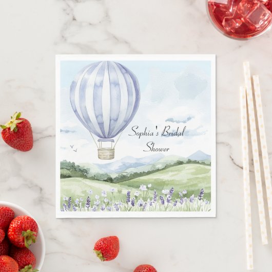 Lavendel Stripes Balloon Brautparty Serviette (Beispiel)