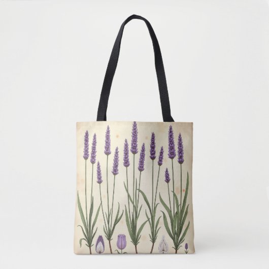 Lavendel-Studie – Vintage-Botanik AOP Tasche (Vorderseite)
