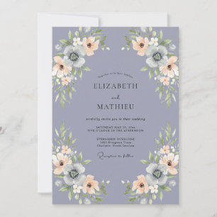 Lavendel Subtile Florale Romantik-Hochzeit Einladung