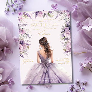 Lavendel Süße 16 Sechzehn Lila Kleid Floral Einladung