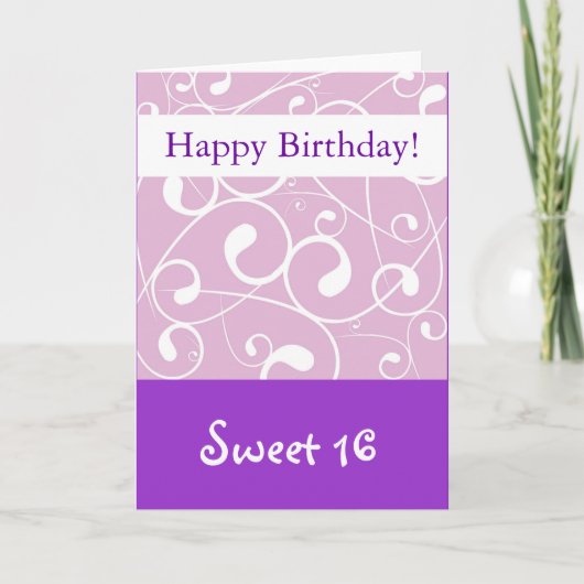 Lavendel Swirl, Happy Birthday Sweet 16 Karte (Vorderseite)