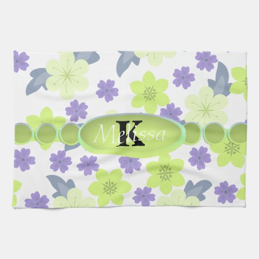 Lavendel-tadelloses Frühlings-Blumen-Monogramm Handtuch (Horizontal)