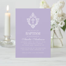 Lavendel Taufkreuz Blumenwappen Elegantes Lila