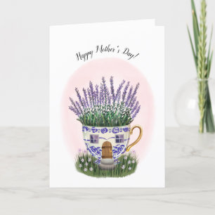 Lavendel Teacup Hütte Muttertagkarte Karte