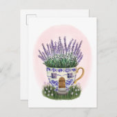 Lavendel Teacup Hütte Postkarte (Vorne/Hinten)