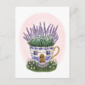 Lavendel Teacup Hütte Postkarte (Vorderseite)