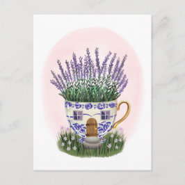 Lavendel Teacup Hütte Postkarte
