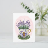 Lavendel Teacup Hütte Postkarte (Stehend Vorderseite)