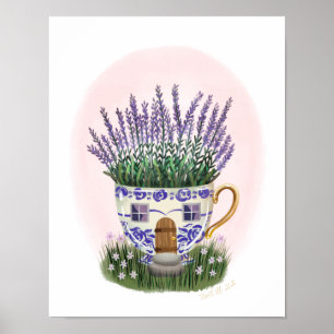 Lavendel Teacup Hütte Print Poster