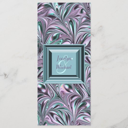 Lavendel-Teal-Blau-Hochzeitsprogramm Programm (Vorderseite)
