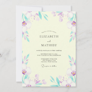 Lavendel-Teal-Orchideen-Hochzeit Einladung