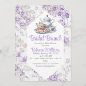 Lavendel Tee Party Brunch Blumenkohl Brautparty Einladung (Vorne/Hinten)