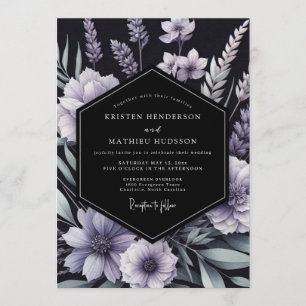 Lavendel-Tintenblüten-Hochzeit Einladung