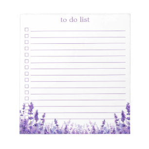 Lavendel To-Do-Liste Boho Chic Minimalist Floral Notizblock
