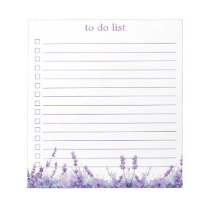Lavendel To-Do-Liste Boho Chic Minimalist Floral Notizblock