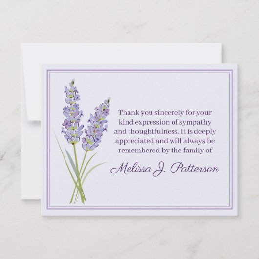 Lavendel Trauerkarte Danke Lavendelblüte (Vorderseite)
