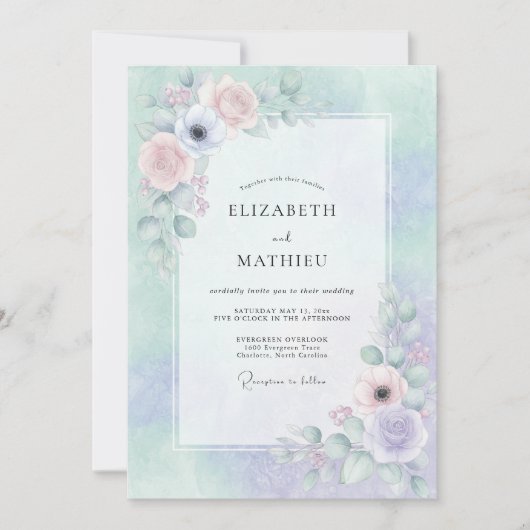 Lavendel-Träumende-Bloom-Hochzeit Einladung (Vorderseite)