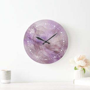 Lavendel Traumhafter Wirbel Lila Mauve Lavendel Große Wanduhr