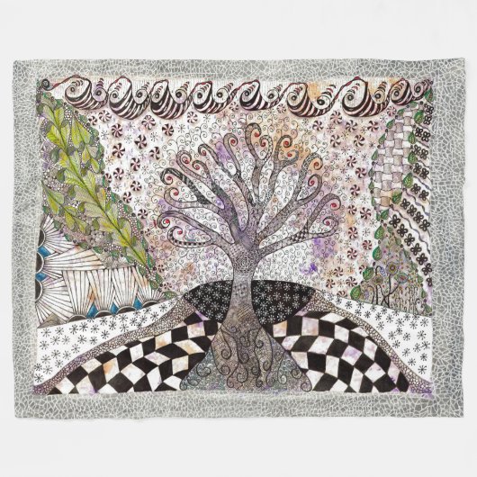 Lavendel Tree 2024 Fleecedecke (Vorderseite (Horizontal))