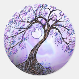 Lavendel Tree of Life Runder Aufkleber