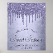 Lavendel Tropfen Sweet 16 Party | Lila Chic Script Poster (Vorne)