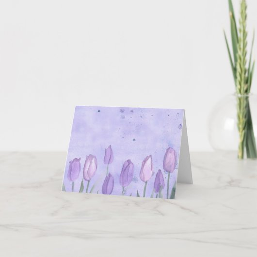 Lavendel-Tulpenwatercolor-Blumen-freier Raum Karte (Vorderseite)