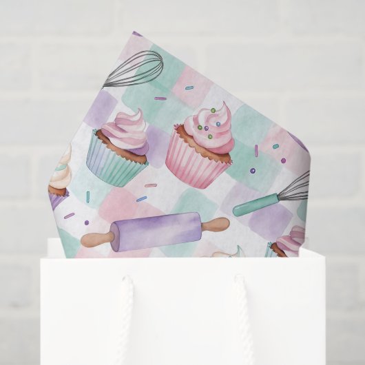 Lavendel Türkis Cupcake Whimsical Backen Seidenpapier (Geschenktüte)