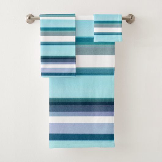 Lavendel Türkis Wasserfarben Streifen Badhandtuch Set (Insitu)