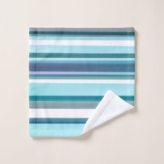 Lavendel Türkis Wasserfarben Streifen Badhandtuch Set (Waschlappen)