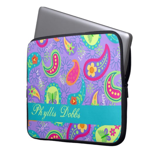 Lavendel Turquoise Modern Paisley Pattern Laptopschutzhülle (Vorderseite Links)