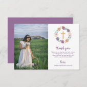 Lavendel-u. Goldblumenkreuz-erste heilige Dankeskarte (Vorne/Hinten)