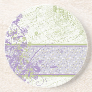 Lavendel u. Grün-BlumenWirbel Sandstein Untersetzer