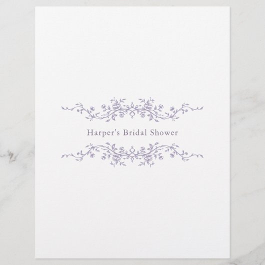 Lavendel 'Über oder Unter' Brautparty-Spiel (Rückseite)