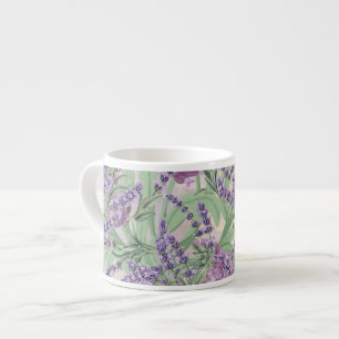 Lavendel-Überfluss Dusty Lavender Rustikale Blüten Espressotasse