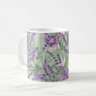 Lavendel-Überfluss Dusty Lavender Rustikale Blüten Kaffeetasse