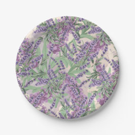 Lavendel-Überfluss Dusty Lavender Rustikale Blüten Pappteller
