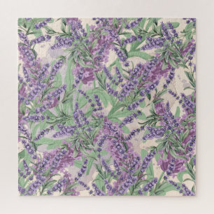 Lavendel-Überfluss Dusty Lavender Rustikale Blüten Puzzle